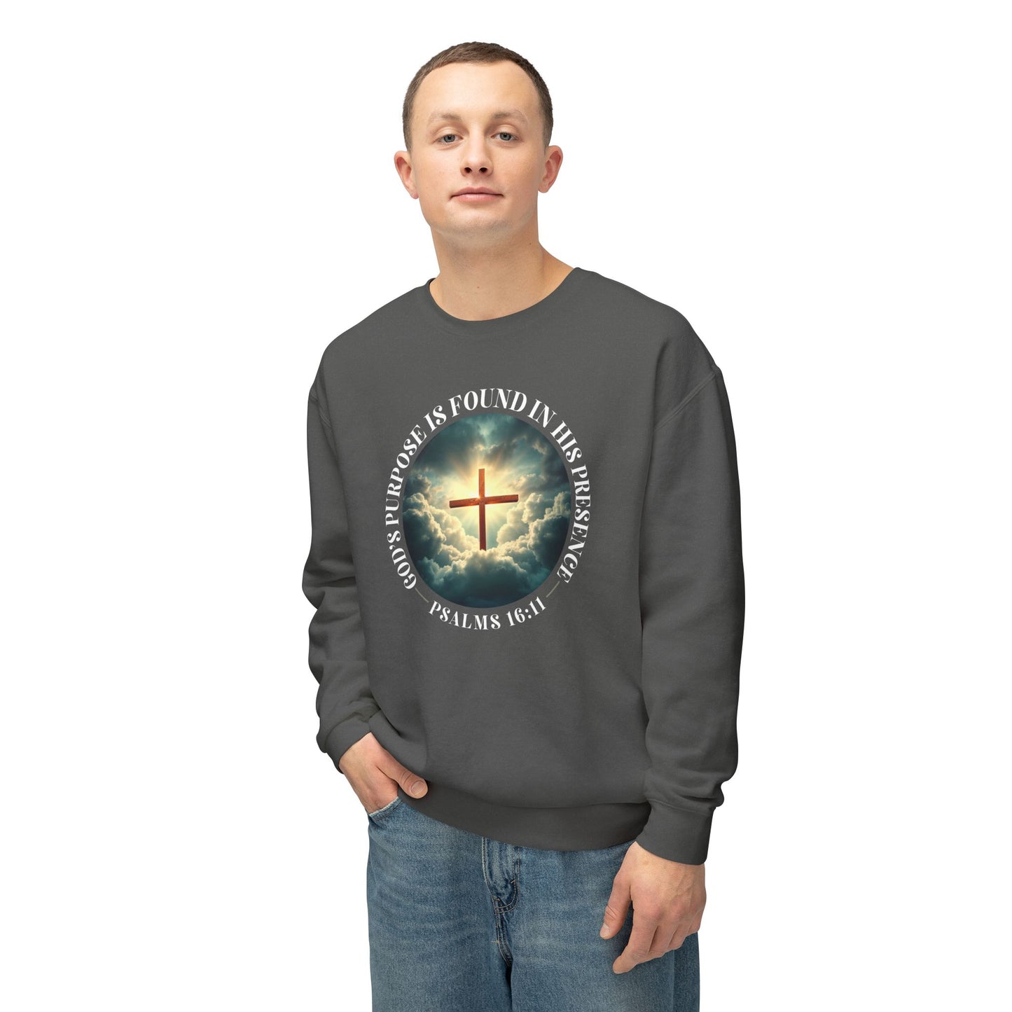 God's Purpose Psalms 16:11 Crewneck Sweatshirt — Inspirational Faith Quote