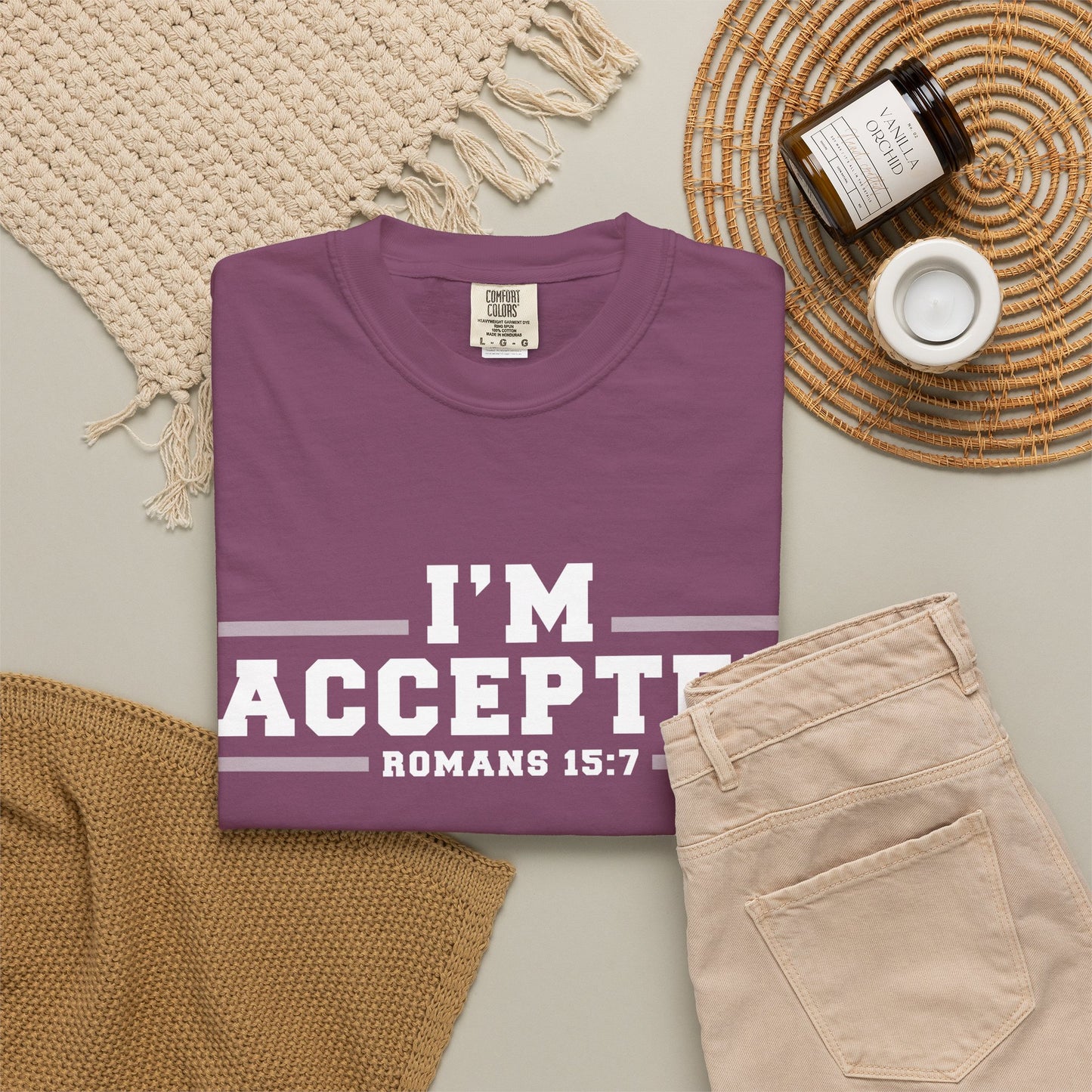 I'm Accepted "Romans 15:7" Cotton T-Shirt — Faith-Inspired Christian Tee