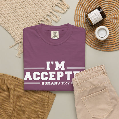 I'm Accepted "Romans 15:7" Cotton T-Shirt — Faith-Inspired Christian Tee