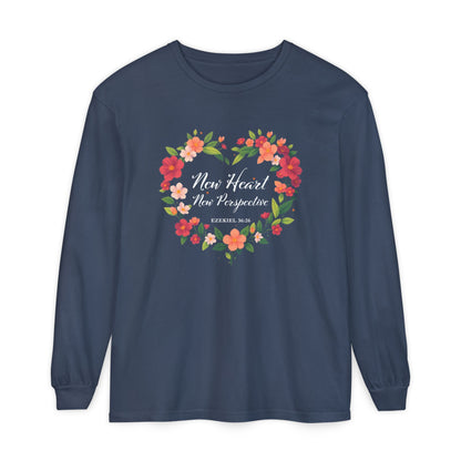 New Heart and New Perspective "Ezekiel 36:26" Long Sleeve T-Shirt 100% Cotton