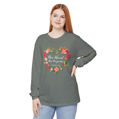 New Heart and New Perspective "Ezekiel 36:26" Long Sleeve T-Shirt 100% Cotton