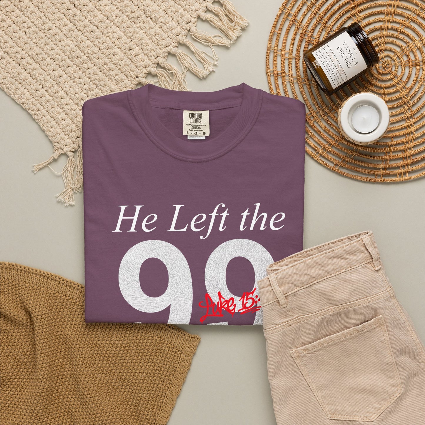 He Left the 99 Luke 15:4-7 T-Shirt — Christian Faith Parable Tee 100% Cotton