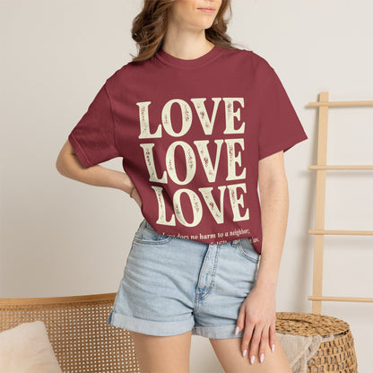 Love Love Love Scripture T‑Shirt — Romans 13:10 Faith Graphic Tee