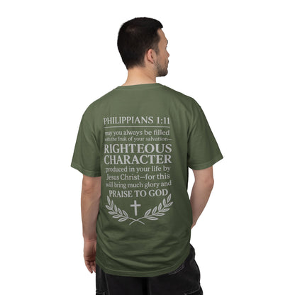 Righteous Character  T‑Shirt — Philippians 1:11 Inspirational Christian Tee