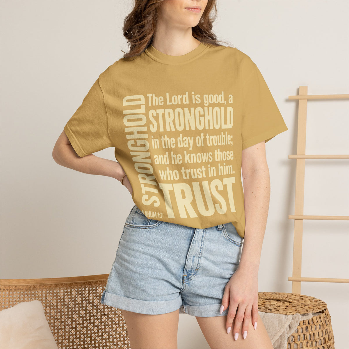 The Lord is Good Christian T-Shirt — Nahum 1:7 Bible Verse Tee