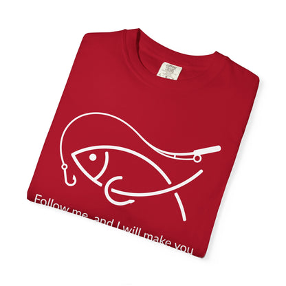 Follow Me Christian Fish T-Shirt – “I Will Make You Fishers of Men” Mark 1:17
