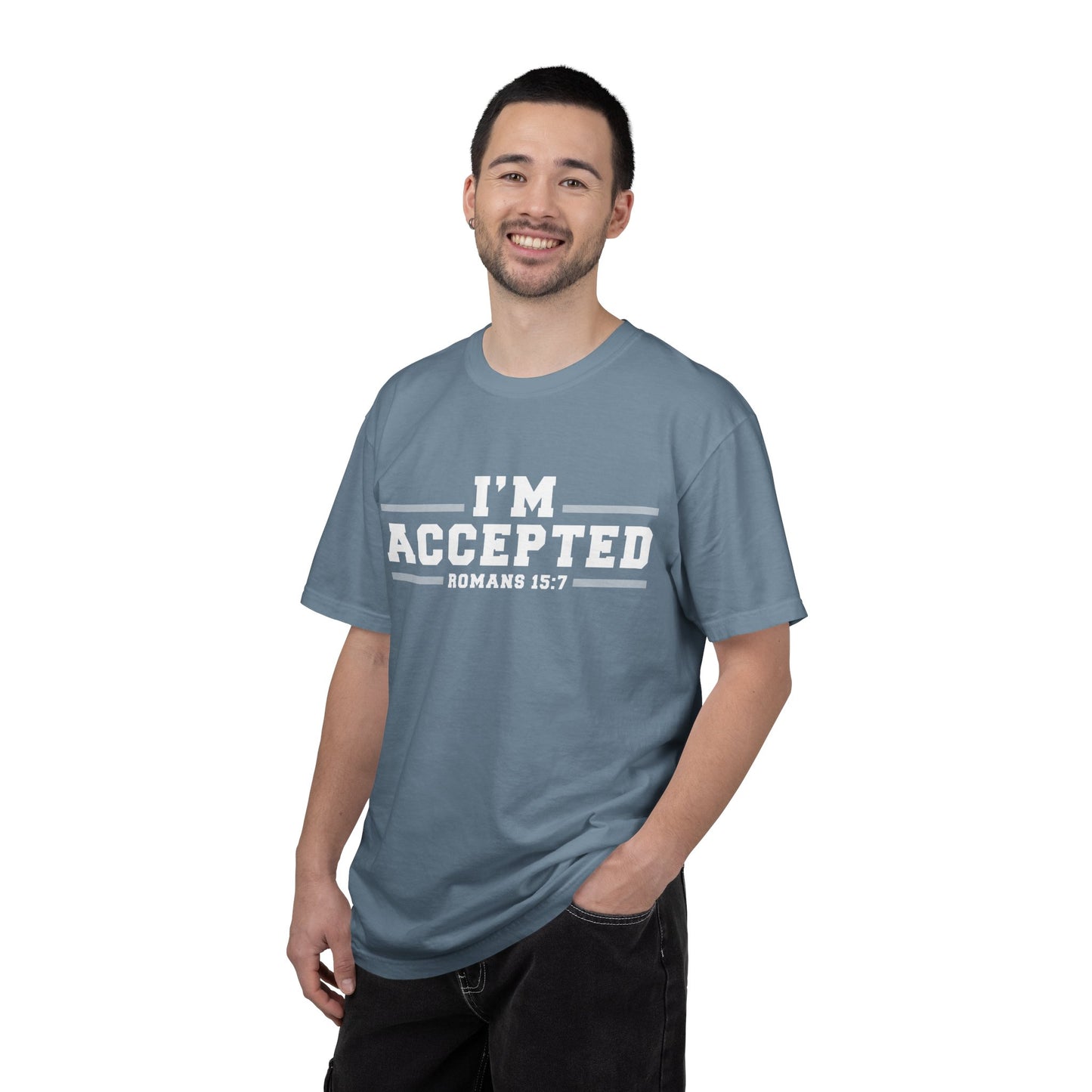 I'm Accepted "Romans 15:7" Cotton T-Shirt — Faith-Inspired Christian Tee