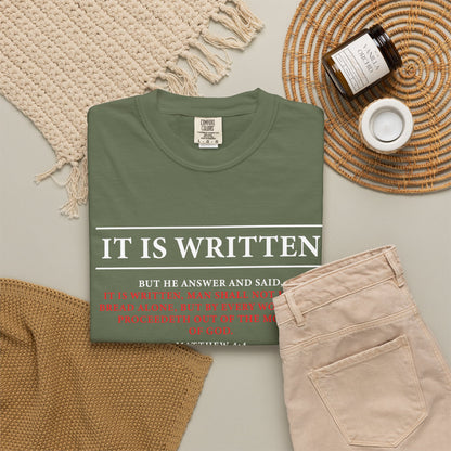 Matthew 4:4 Scripture T-Shirt — "Man Shall Not Live By Bread Alone" Christian Tee