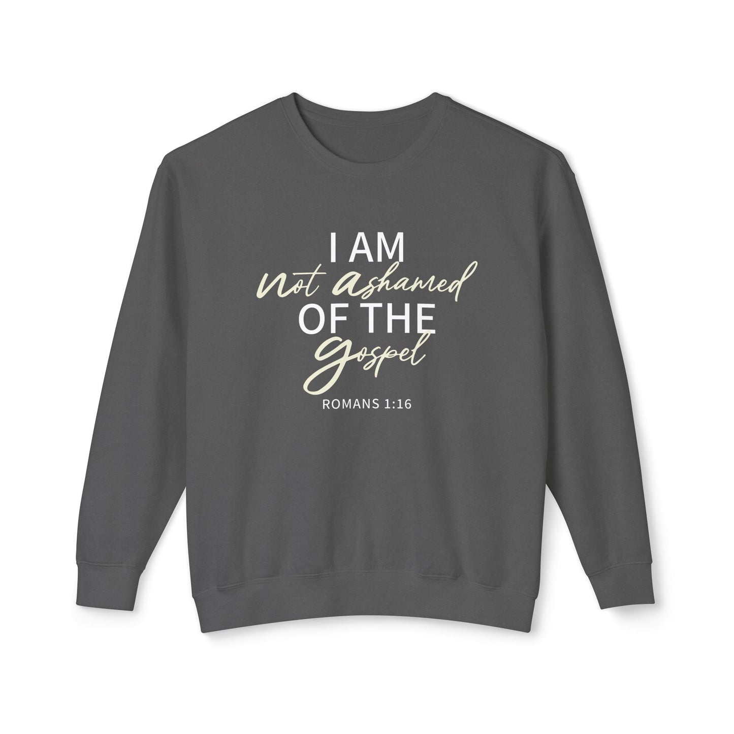Romans 1:16 Beige Cotton Sweatshirt — Faith Verse Crewneck