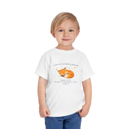 Toddler Tee - Sleeping Fox Illustration with 'En Paz Me Acostare' Spanish Design