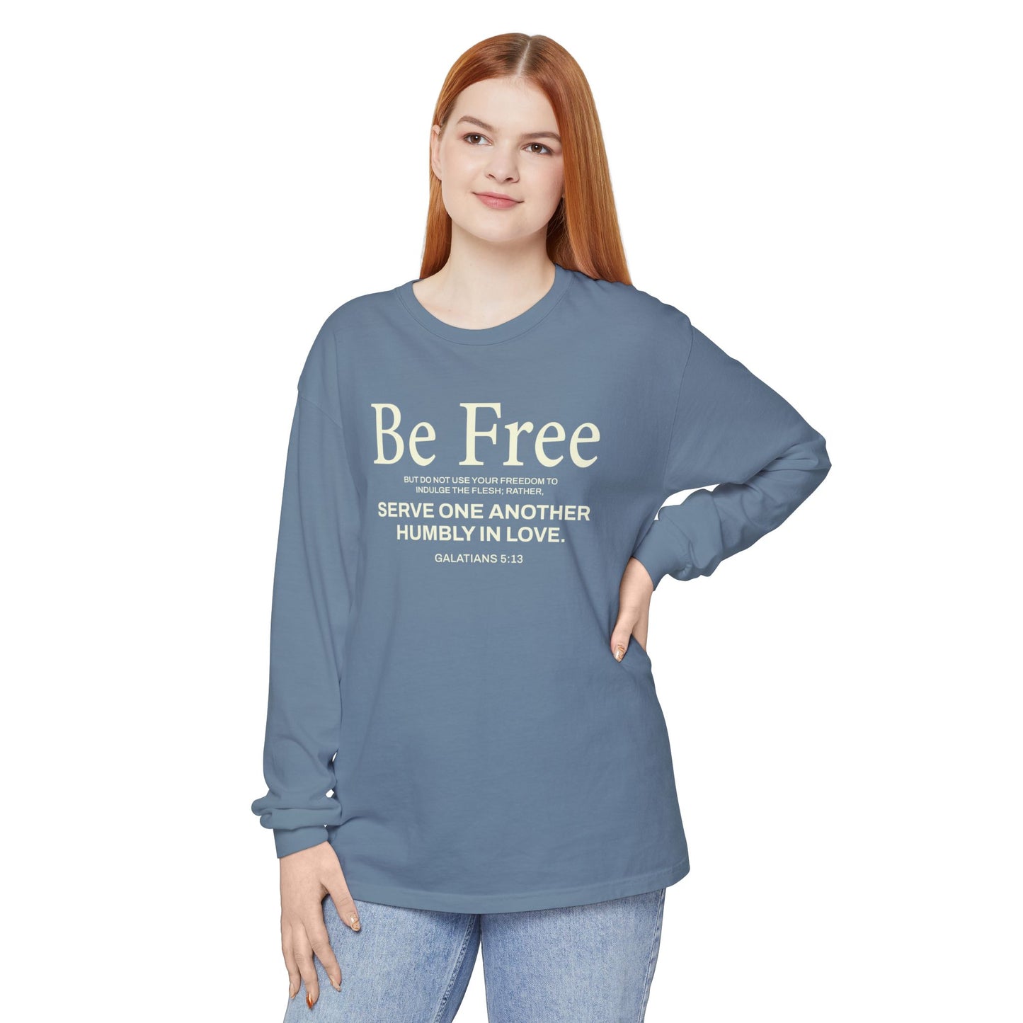 Be Free "Galatians 5:13" BEIGE 100% Cotton Long Sleeve