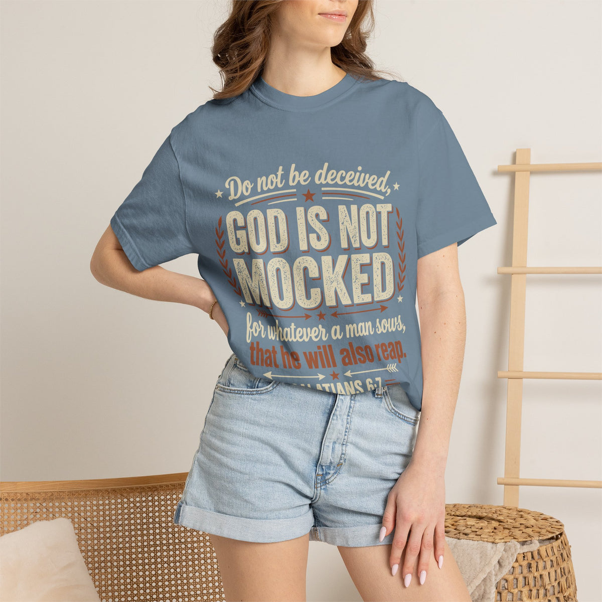 Christian T-Shirt — "God Is Not Mocked" Galatians 6:7 Inspirational Tee