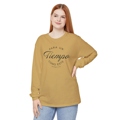 Para un Tiempo Como Este Ester 4:14 100% Cotton Long Sleeve-Shirt — Spanish Wise Woman Bible Verse