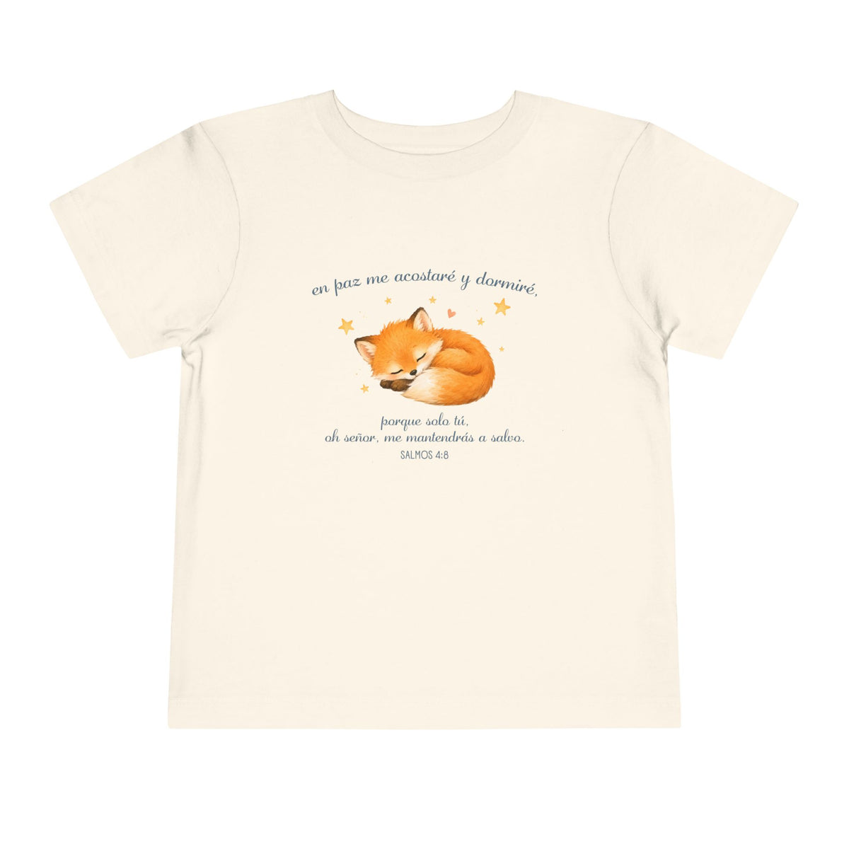 Toddler Tee - Sleeping Fox Illustration with 'En Paz Me Acostare' Spanish Design