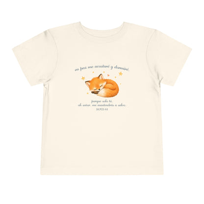 Toddler Tee - Sleeping Fox Illustration with 'En Paz Me Acostare' Spanish Design
