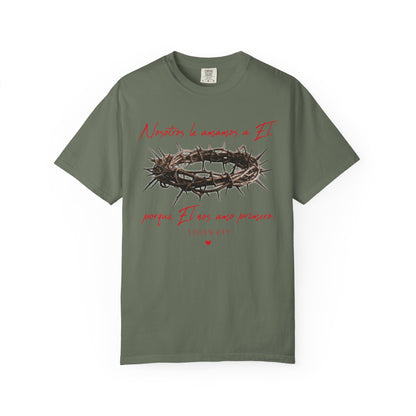 Jesus Crown of Thorns T-Shirt — "Naciste a amarme a Él" Christian Faith Tee