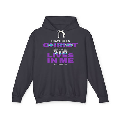 I have been Crucified with Christ "Galatians 2:20"  Purple 100% Cotton Unisex Hoodie