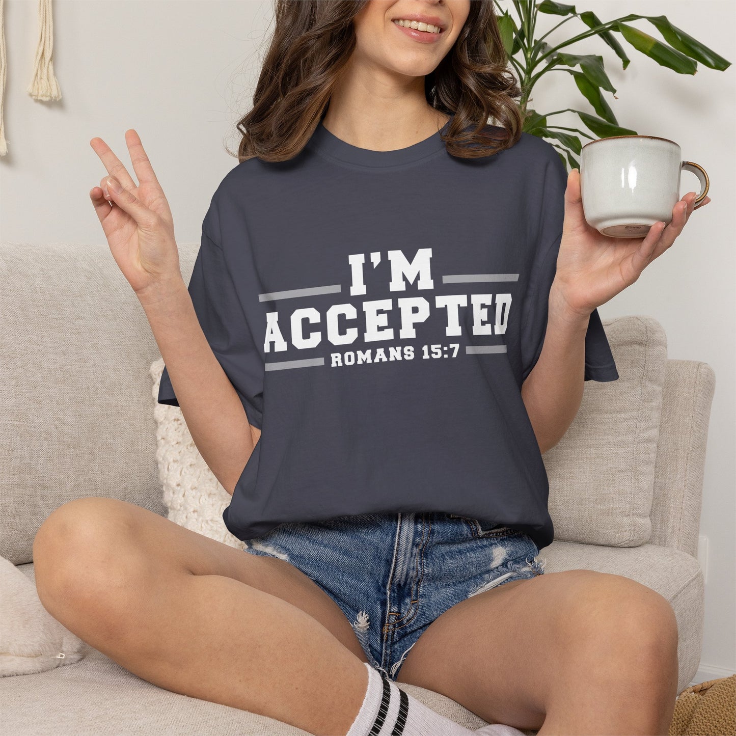 I'm Accepted "Romans 15:7" Cotton T-Shirt — Faith-Inspired Christian Tee