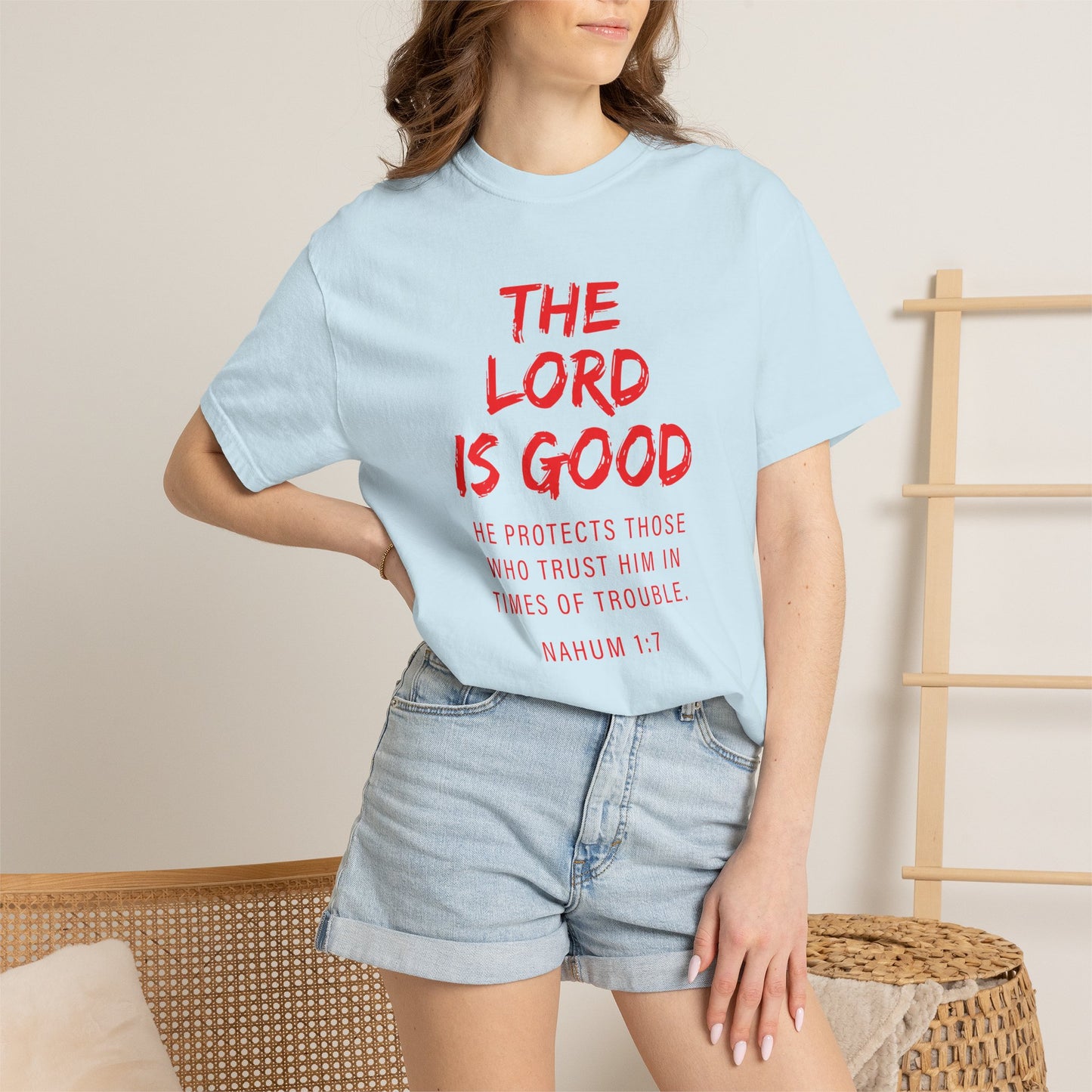 The Lord is Good "Nahum 1:7" Red T-Shirt