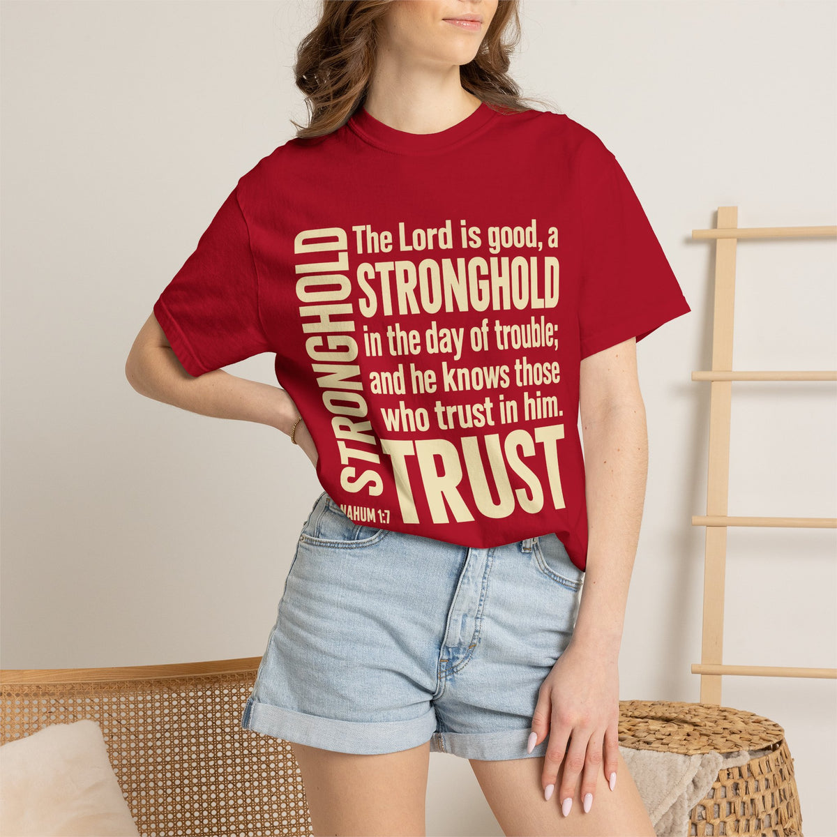 The Lord is Good Christian T-Shirt — Nahum 1:7 Bible Verse Tee