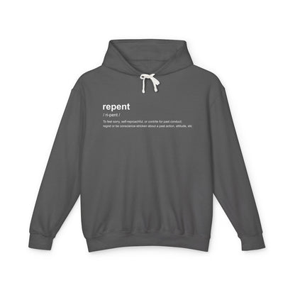 Repent Definition 100% Cotton Hoodie — Lightweight Religious Pullover