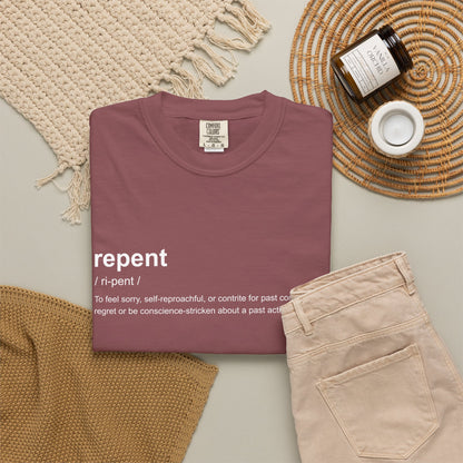 Repent Definition T-Shirt — 100% Cotton Garment-Dyed