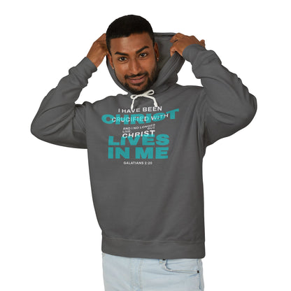 I have been Crucified with Christ "Galatians 2:20" Teal Unisex 100% Cotton Hoodie