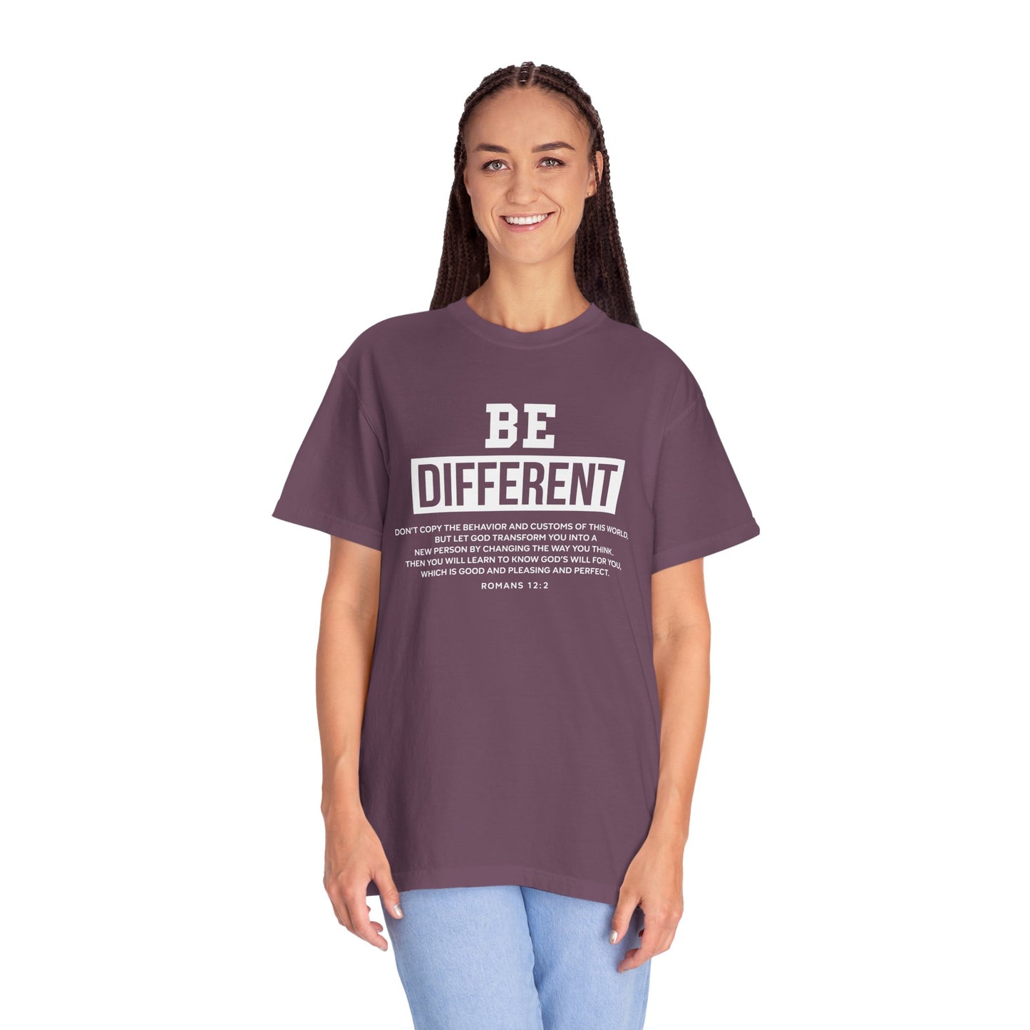 Be Different Romans 12:2 T-Shirt — Christian Faith Graphic T-shirt
