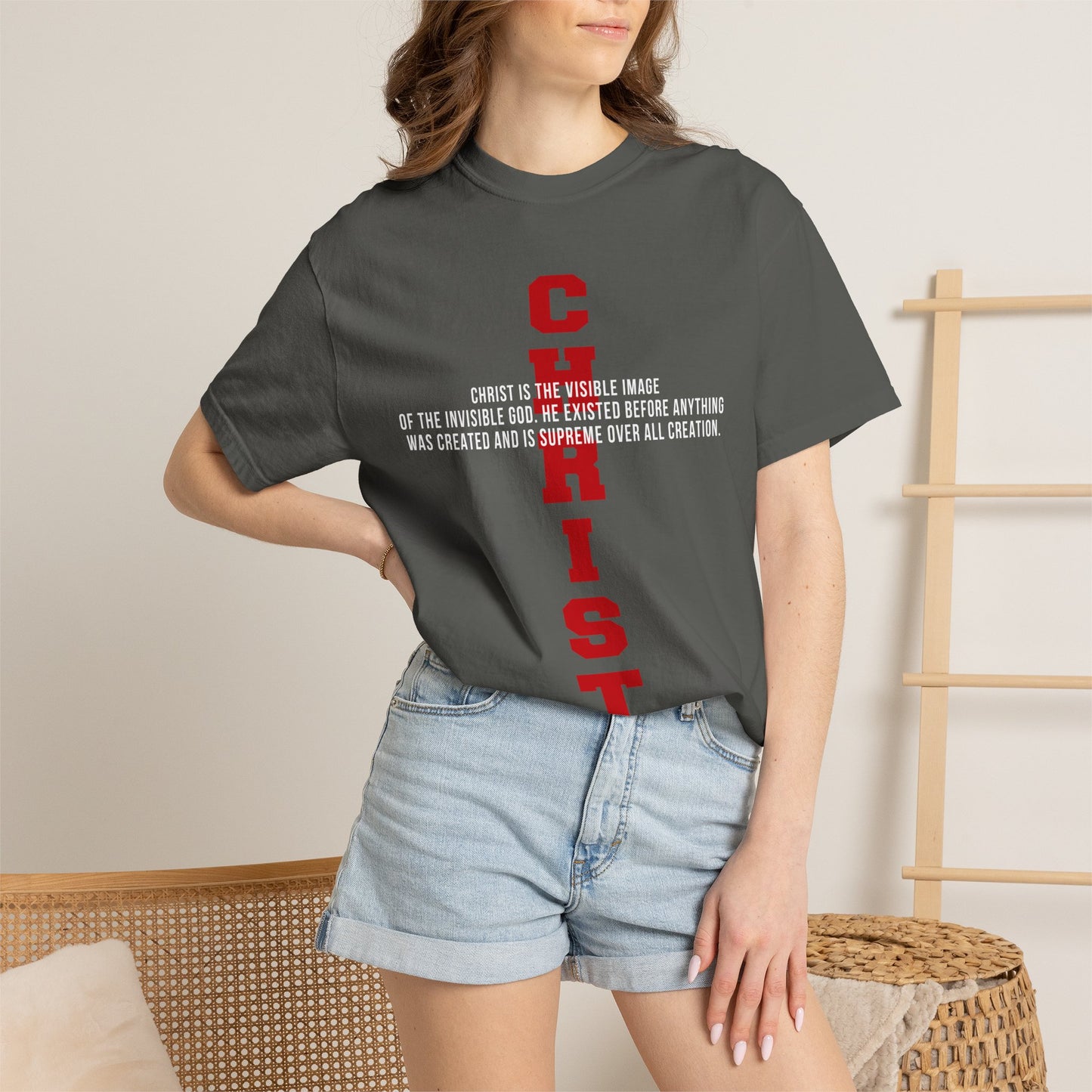 CHRIST the visible image of the invisible God Cotton T-shirt — Faith-Based Christian Tee