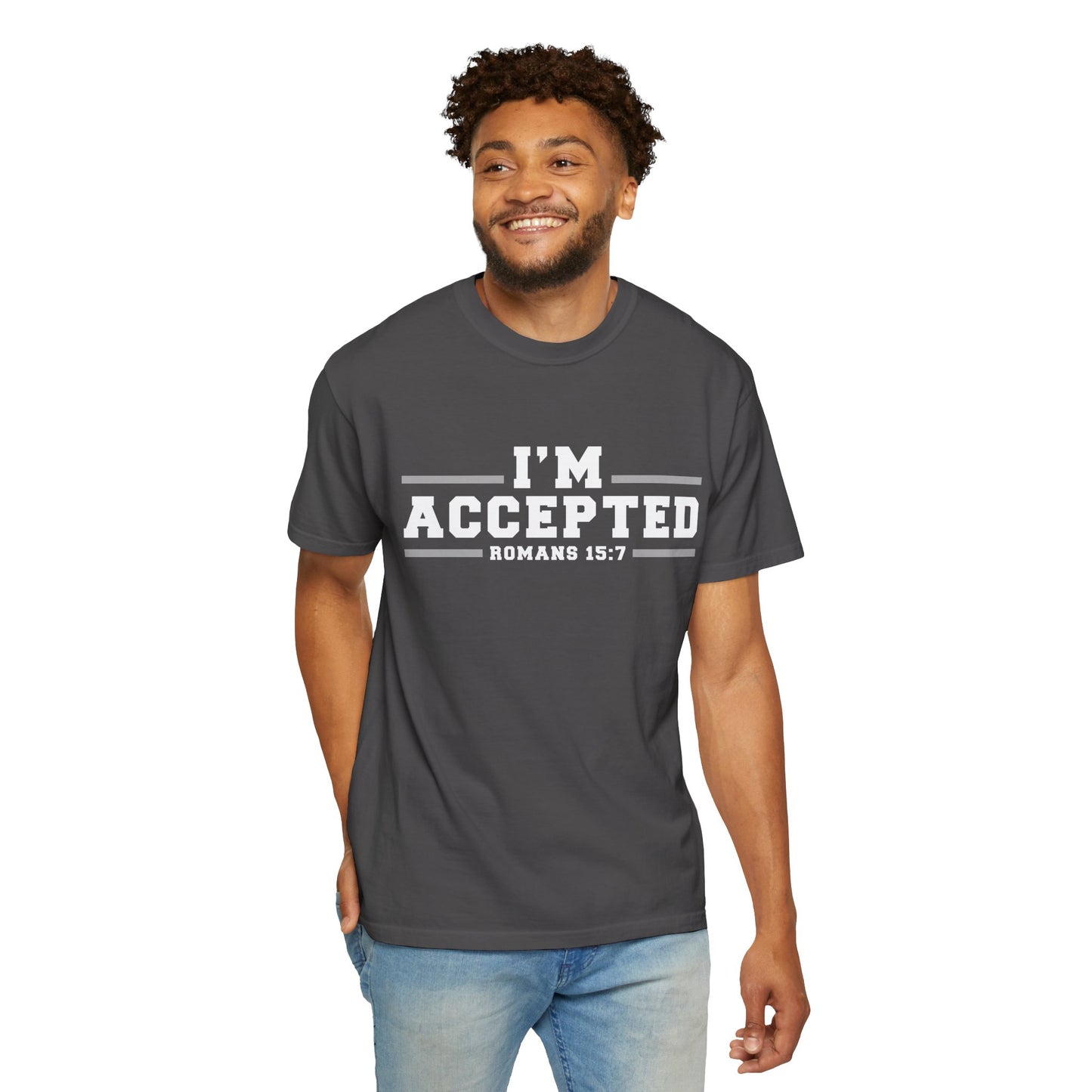 I'm Accepted "Romans 15:7" Cotton T-Shirt — Faith-Inspired Christian Tee