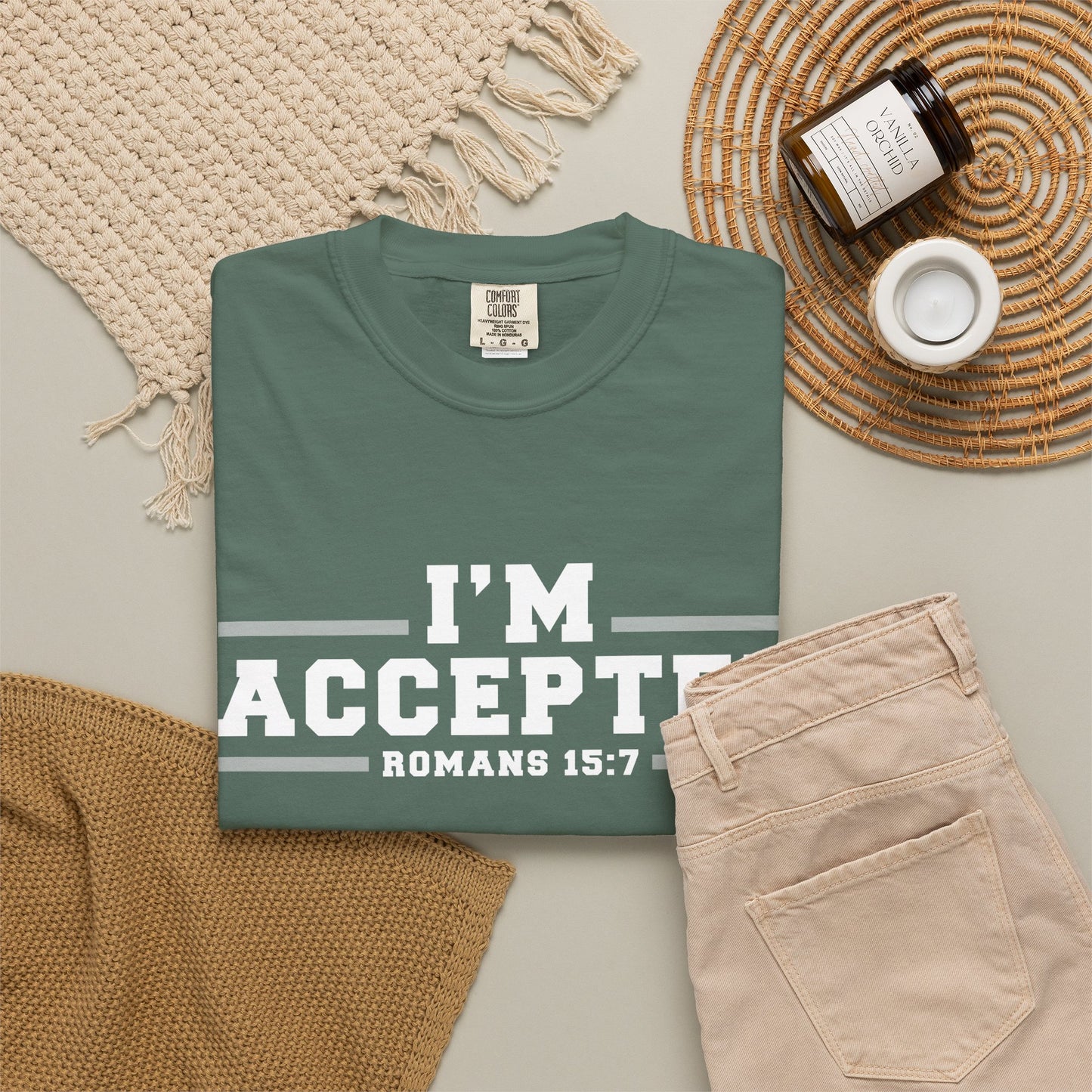 I'm Accepted "Romans 15:7" Cotton T-Shirt — Faith-Inspired Christian Tee