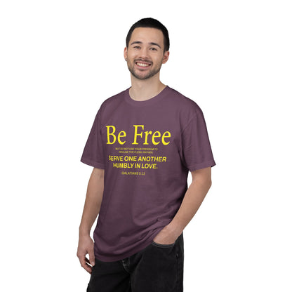 Be Free "Galatians 5:13" Yellow 100% Cotton T-Shirt