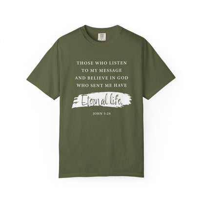 John 5:24 'Eternal Life' T-Shirt — Faith-Based Cotton Tee