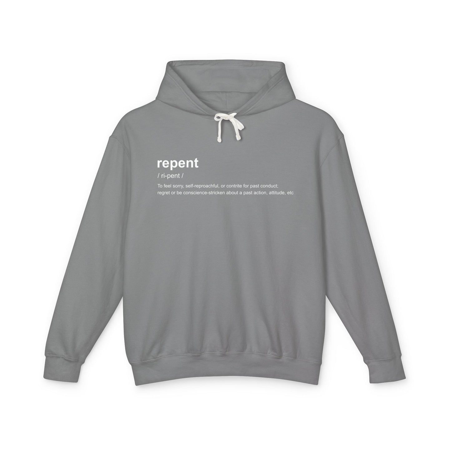 Repent Definition 100% Cotton Hoodie — Lightweight Religious Pullover