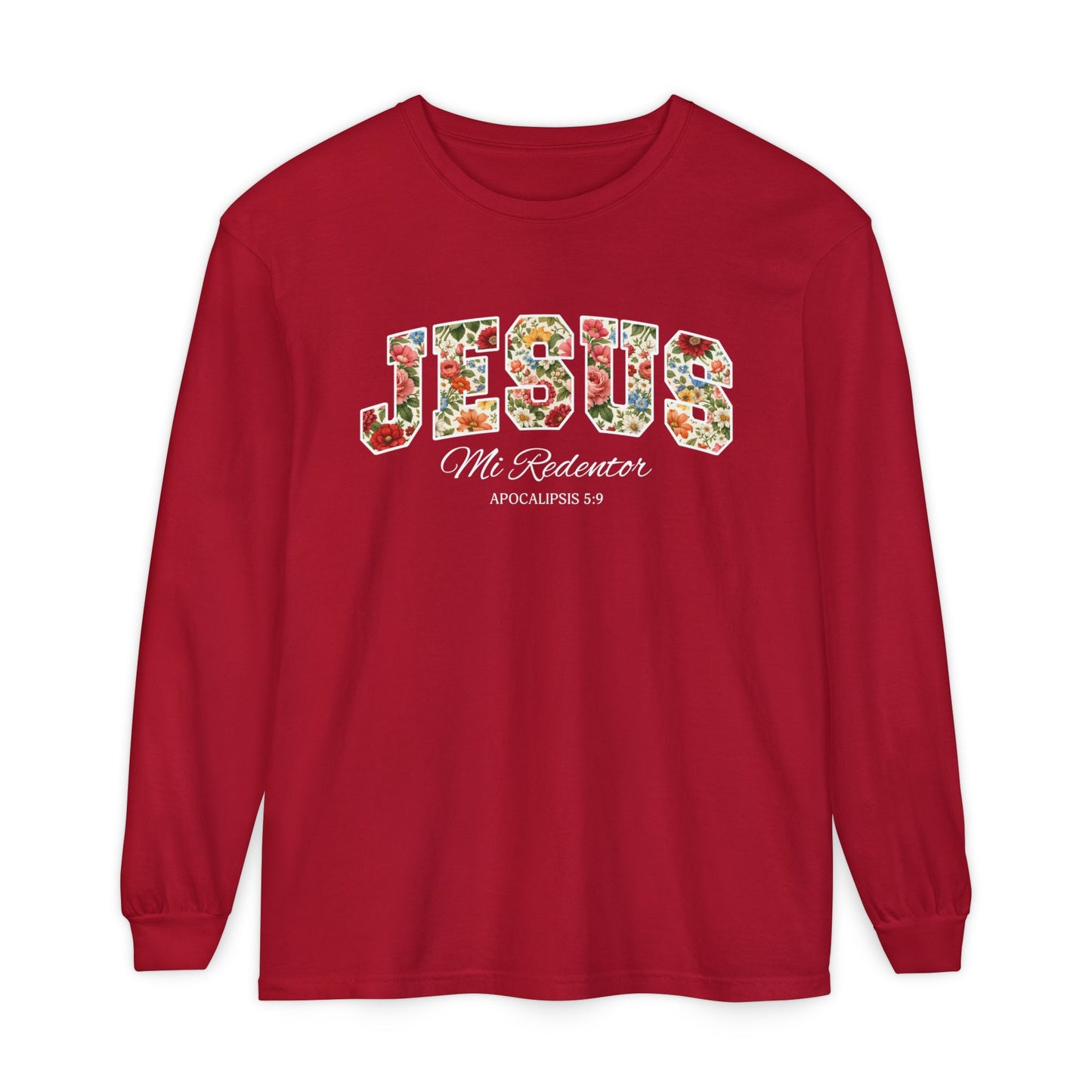 Jesus Mi Redentor Long Sleeve-Shirt — Spanish Christian Faith Tee 100% Cotton