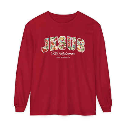 Jesus Mi Redentor Long Sleeve-Shirt — Spanish Christian Faith Tee 100% Cotton
