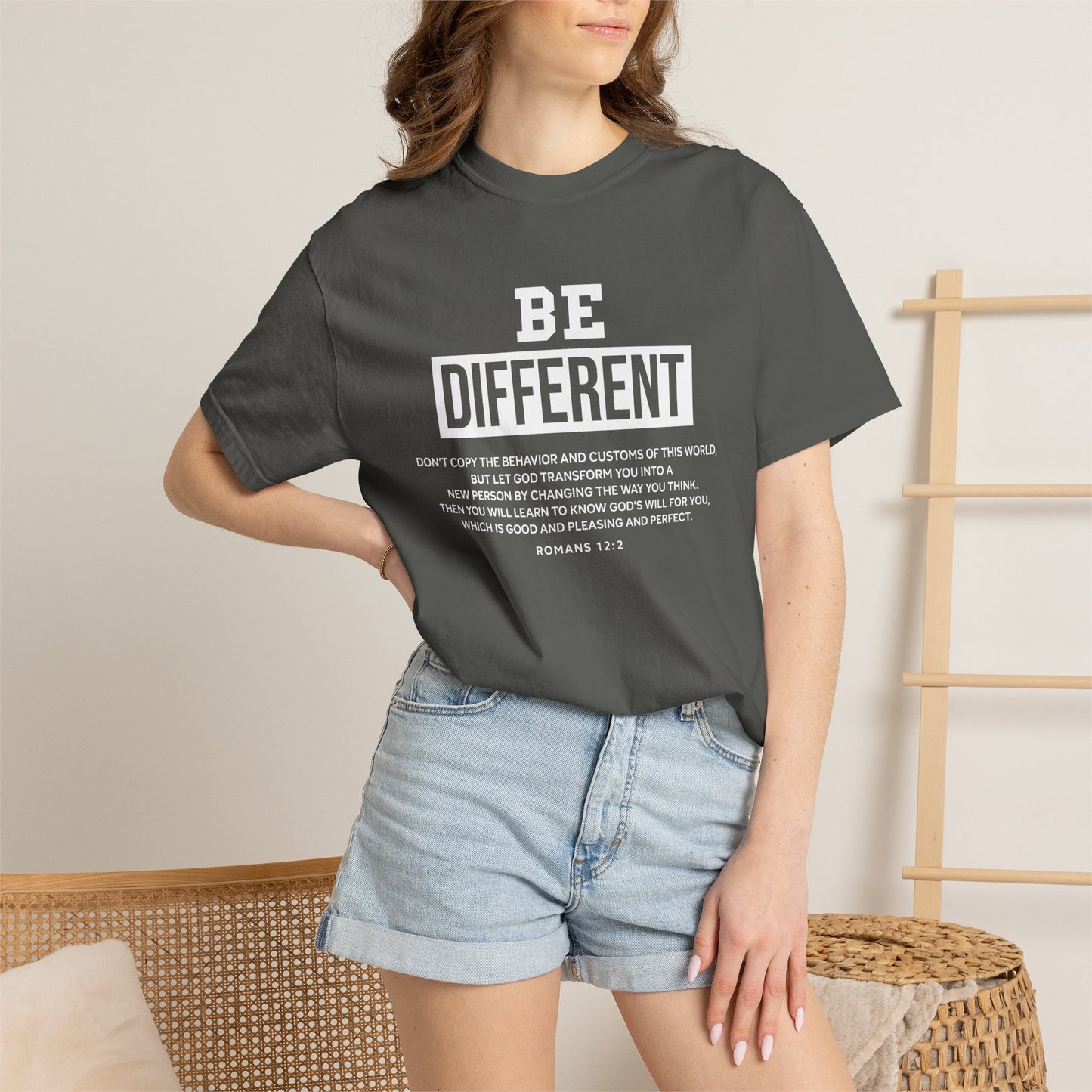 Be Different Romans 12:2 T-Shirt — Christian Faith Graphic T-shirt