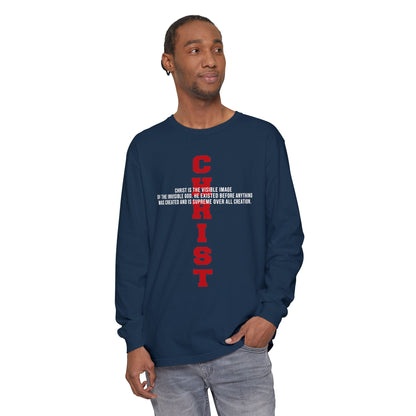 CHRIST the visible image of the invisible God Long Sleeve T‑Shirt — Inspirational Christian Scripture Tee