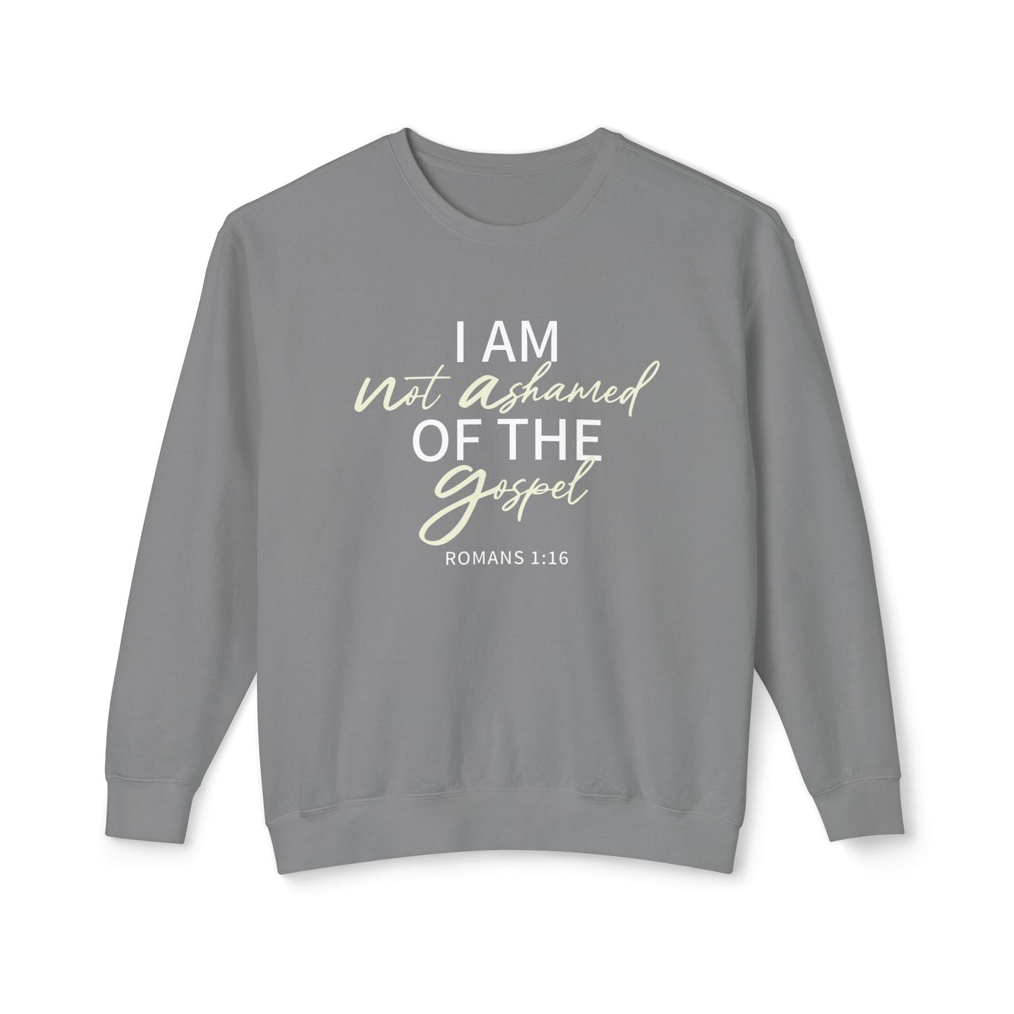Romans 1:16 Beige Cotton Sweatshirt — Faith Verse Crewneck
