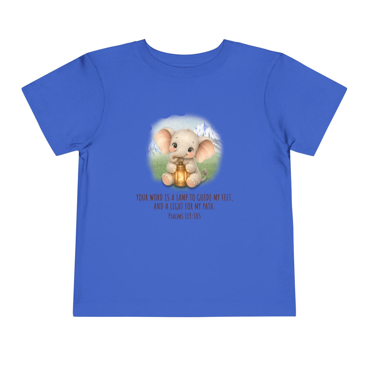 Toddler Tee - Cute Elephant with Lantern & Psalm 119:105 Inspirational Kids T-Shirt