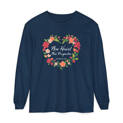 New Heart and New Perspective "Ezekiel 36:26" Long Sleeve T-Shirt 100% Cotton