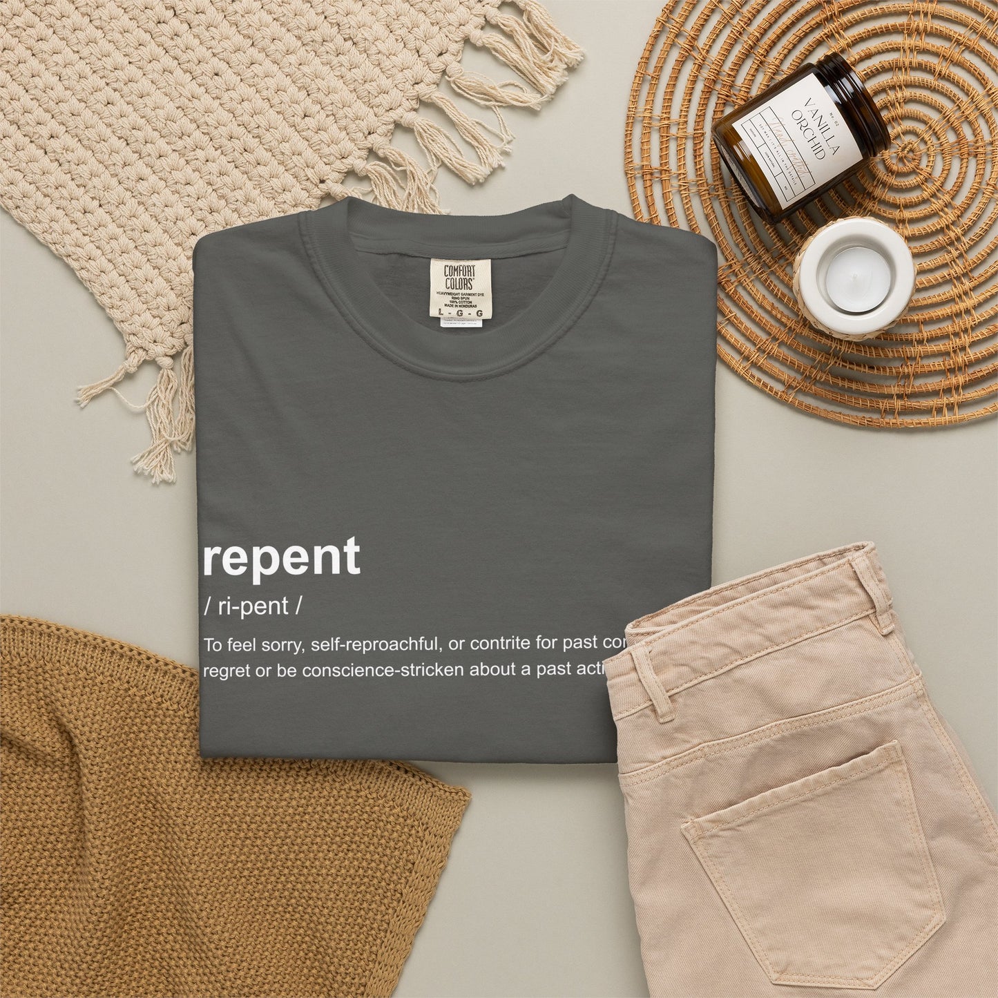 Repent Definition T-Shirt — 100% Cotton Garment-Dyed
