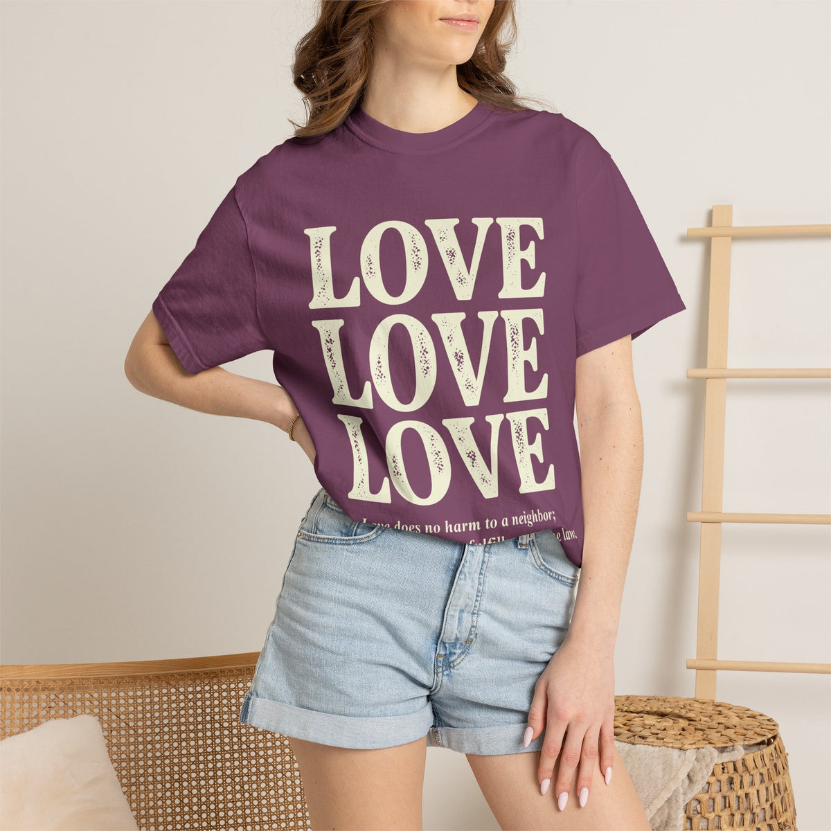 Love Love Love Scripture T‑Shirt — Romans 13:10 Faith Graphic Tee