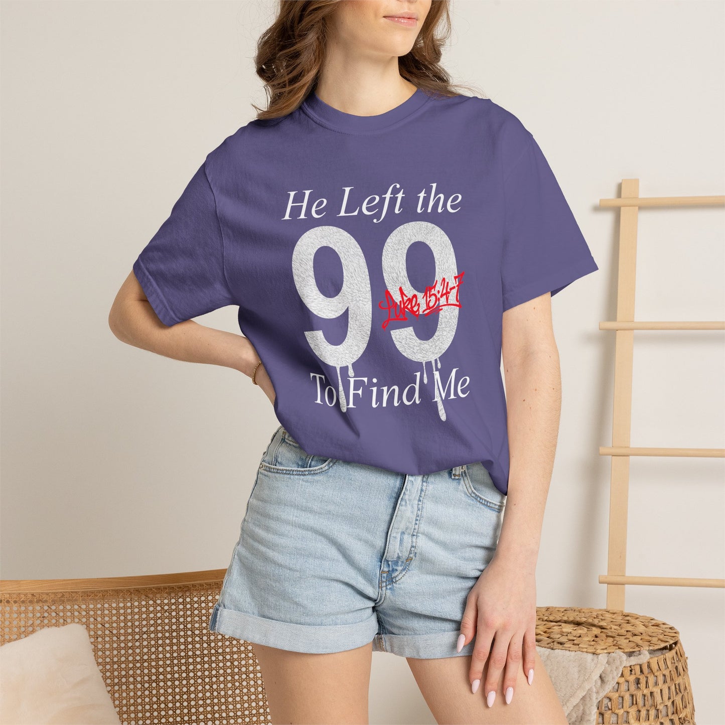 He Left the 99 Luke 15:4-7 T-Shirt — Christian Faith Parable Tee 100% Cotton