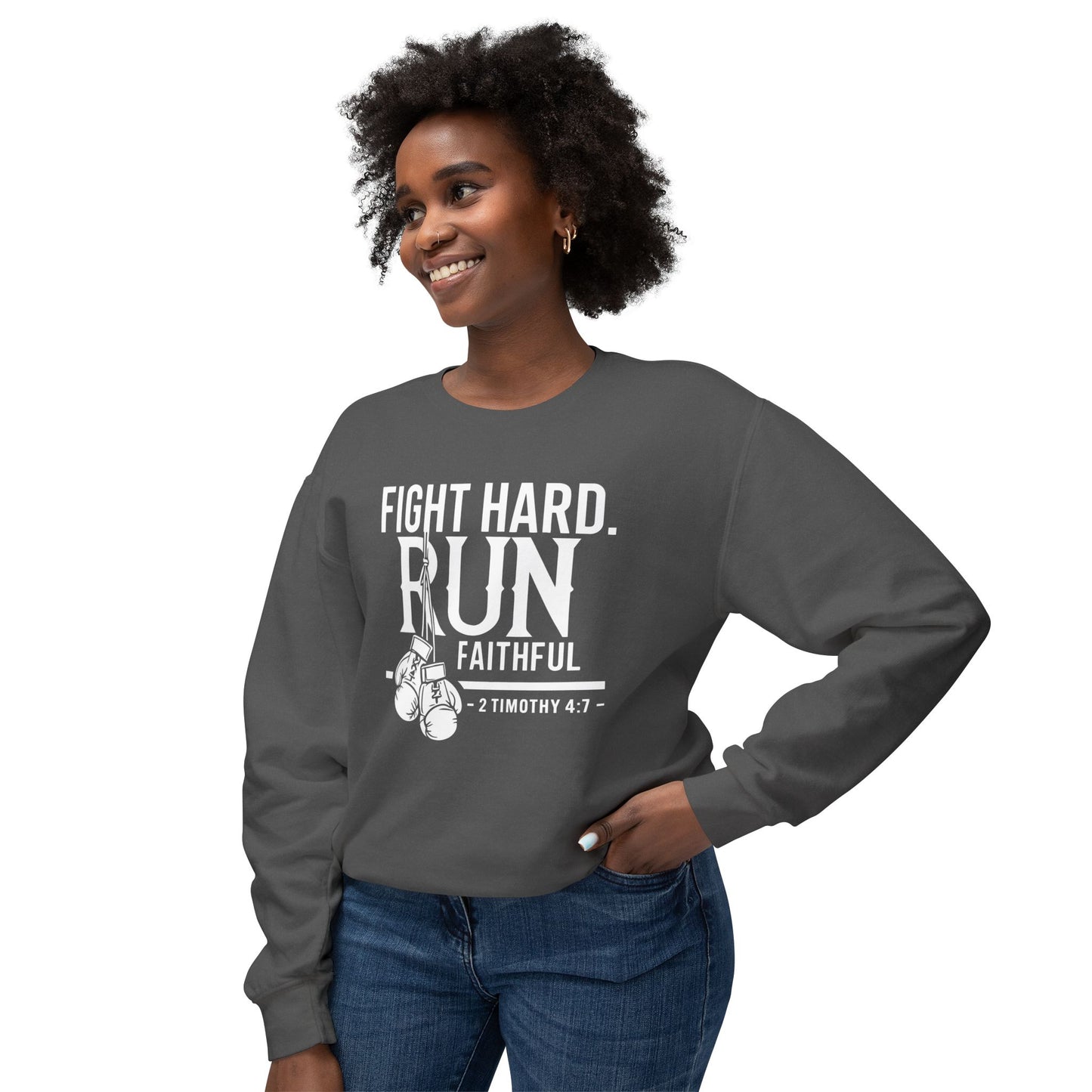 Fight Hard 2 Timothy 4:7 Long Sleeve T‑Shirt — Inspirational Christian Scripture Sweatshirt