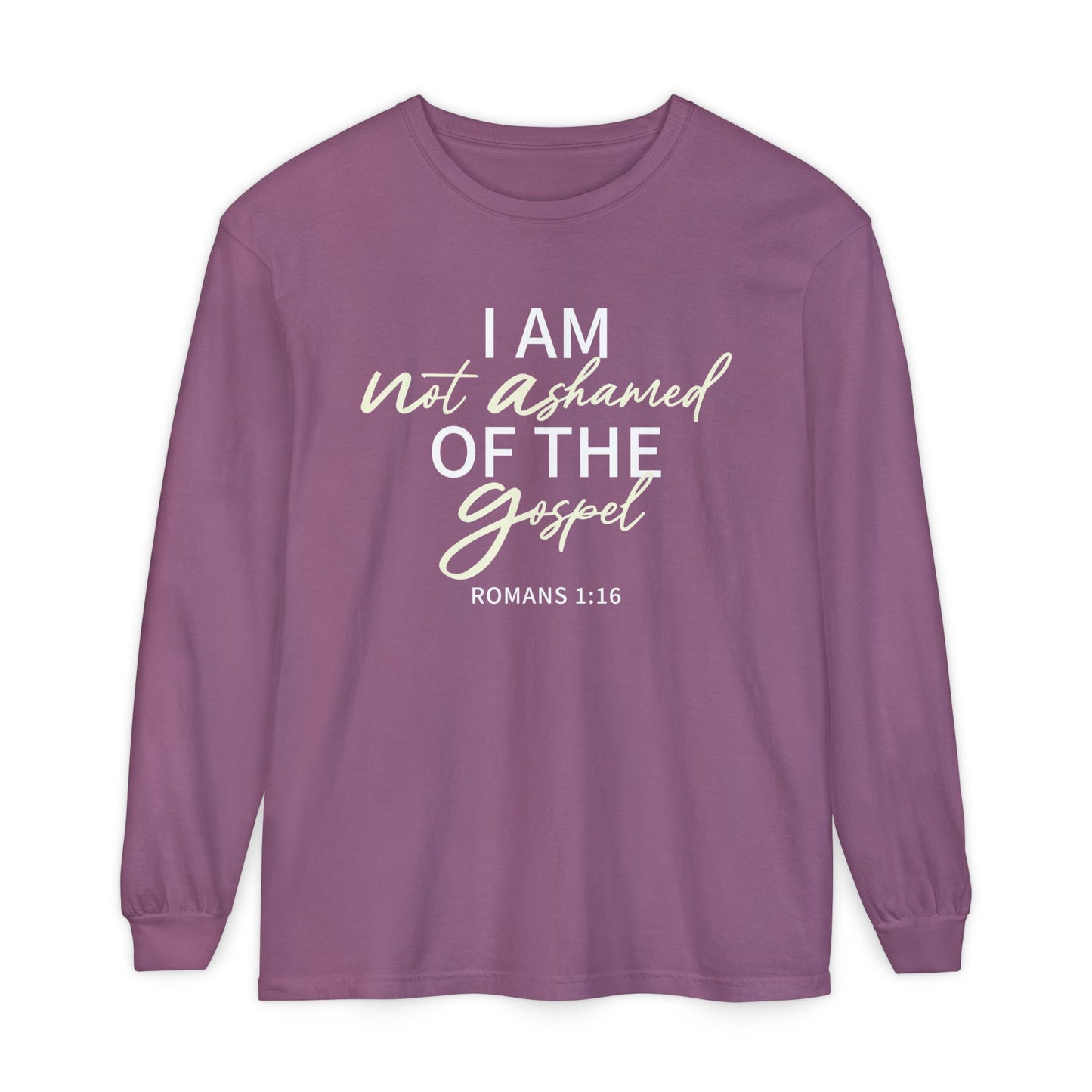 Romans 1:16 Beige 100% Cotton Lon Sleeve Comfort Color