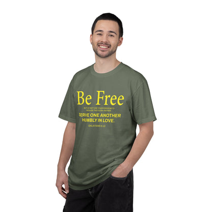 Be Free "Galatians 5:13" Yellow 100% Cotton T-Shirt