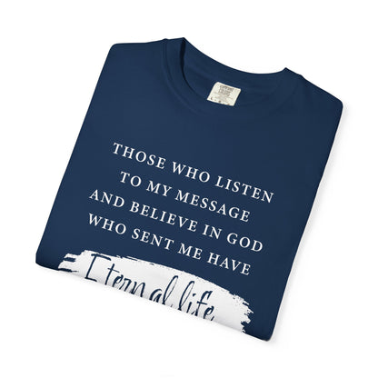 John 5:24 'Eternal Life' T-Shirt — Faith-Based Cotton Tee
