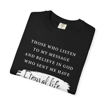 John 5:24 'Eternal Life' T-Shirt — Faith-Based Cotton Tee