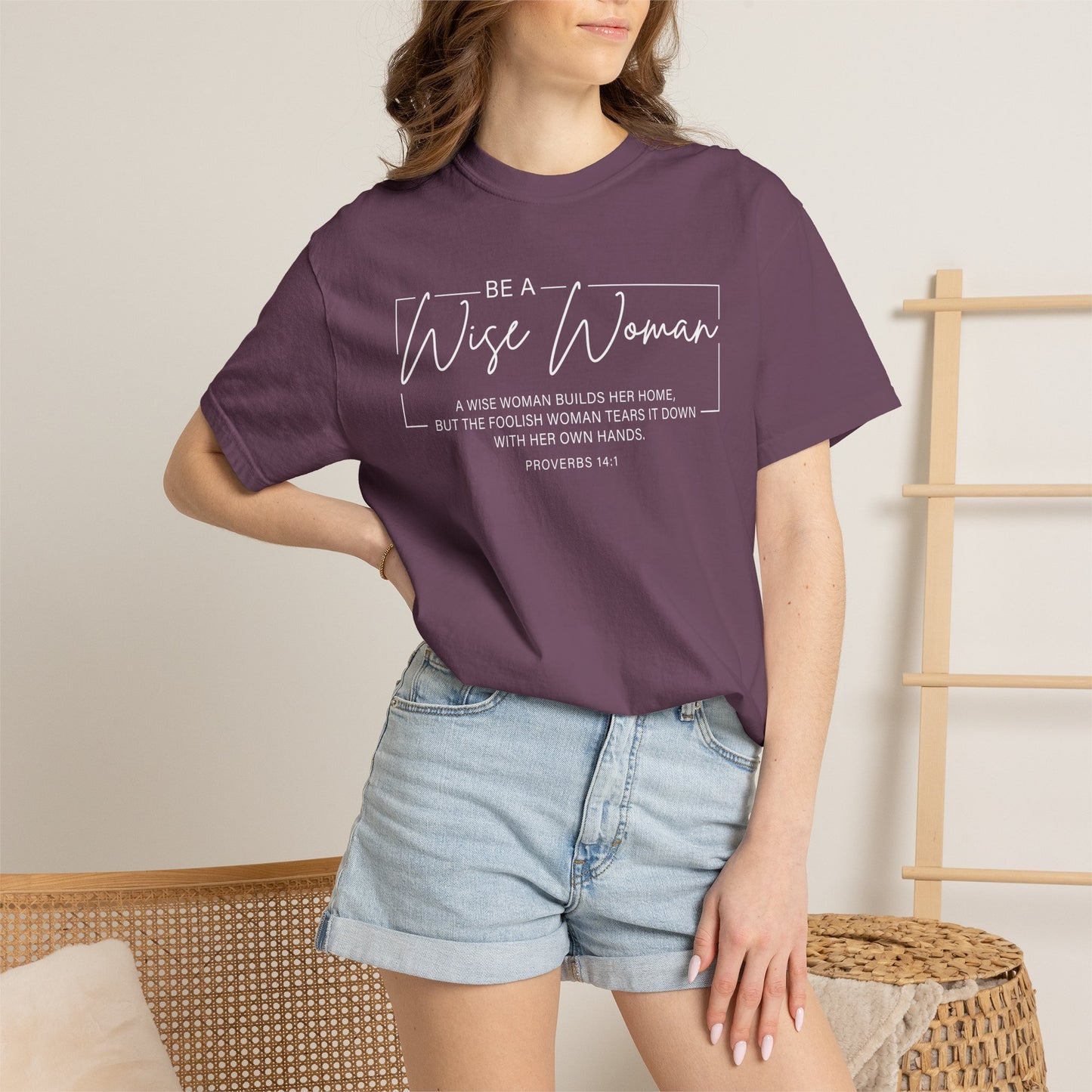 Wise Woman Proverbs 14:1 100% Cotton T-Shirt — Christian Inspirational Tee